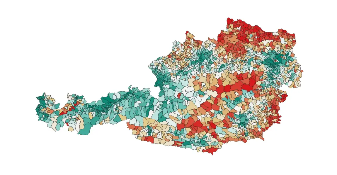 Population development since 1869  in Austria
